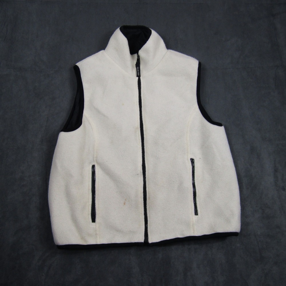 Energie Polar 2000 Vest Women Large White Reversible Fleece Nylon Full Zip